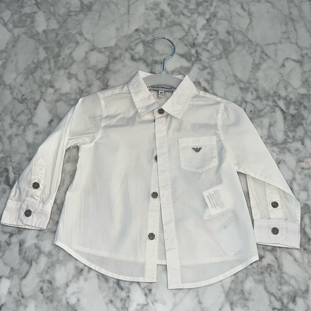EMPORIO ARMANI BABY WHITE BUTTON SHIRT 9M